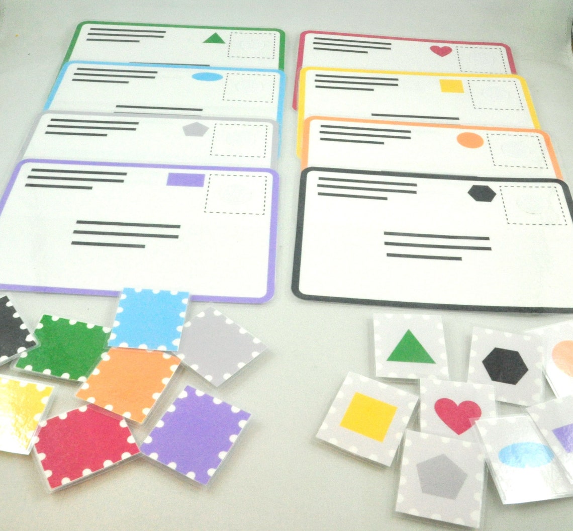 Postage Color and Shape Match Worksheet Color Matching Game Etsy