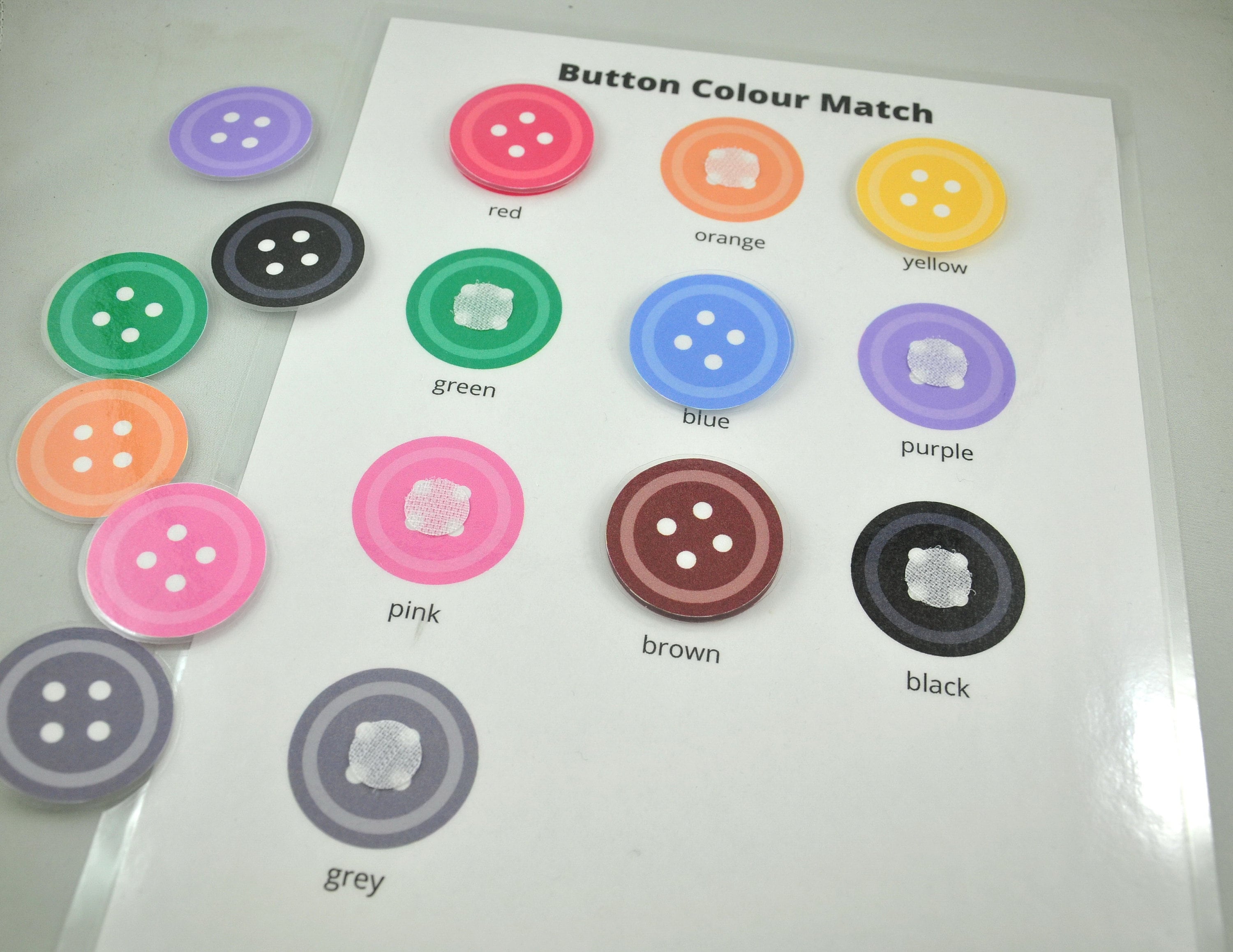 Button Color Match Worksheet Color Matching Game Educational Etsy