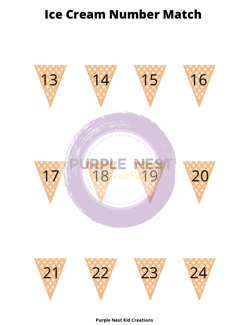 Ice Cream Number Match Game: Preschool Printable Activity (digital ...