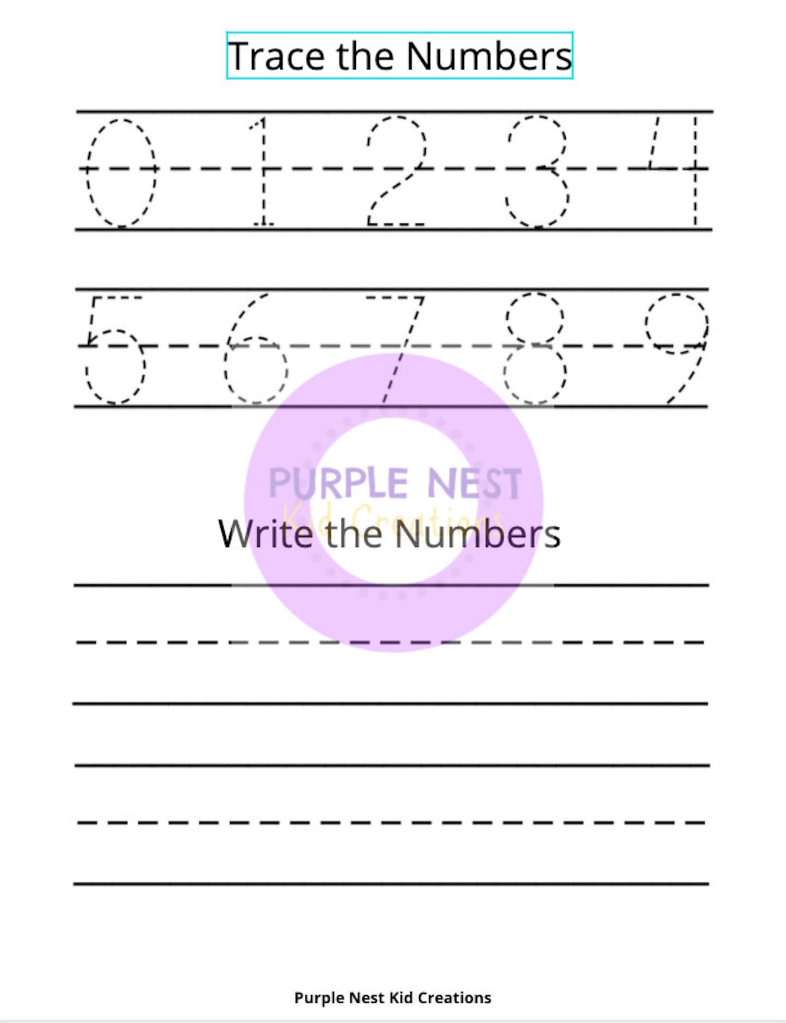Trace and Write Numbers 0-9 Worksheet: Educational Printable (PDF) - Etsy