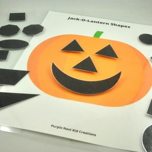 Jack-O-Lantern Shapes Printable Activity, Halloween Activity, Busy Bag, Shapes, Pumpkin, Educational Preschool Activity, Homeschool, Toddler