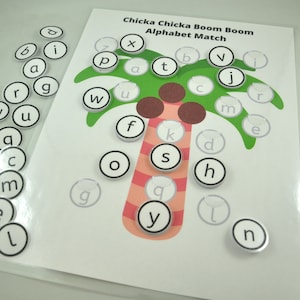 Chicka Chicka Boom Boom Alphabet Match Worksheet, Alphabet Game, Educational Preschool Printable Activity, Homeschool Game, Tot School