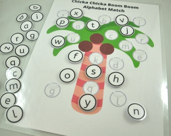 Chicka Chicka Boom Boom Alphabet Match Worksheet, Alphabet Game, Educational Preschool Printable Activity, Homeschool Game, Tot School