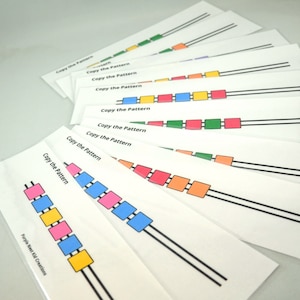 Carte con motivo a perline stampabili, Borsa occupata, Copia il modello, Flashcard per la copia del modello, Tempo tranquillo, Attività educativa prescolare, Scuola domiciliare