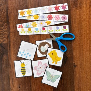 Spring Cutting Practice Worksheets, Scissor Practice, Scissor Skills, Flowers, Spring, Educational Printable Activity, Preschool, Homeschool
