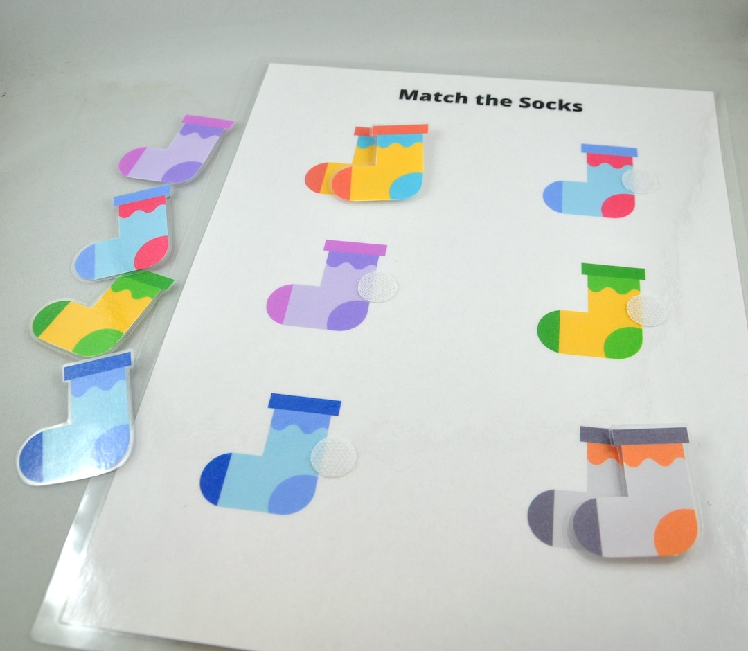 Match the Socks Worksheet, Sock Matching Game, Educational Preschool