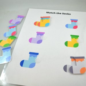 Match the Socks Worksheet, Sock Matching Game, Educational Preschool Printable Activity, Homeschool Game, Tot School, Busy Binder