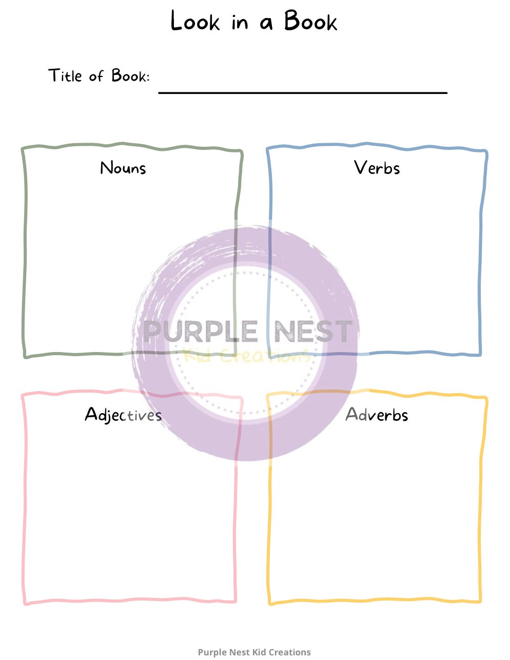 Parts of Speech Worksheet: Nouns, Verbs, Adjectives (digital Download ...