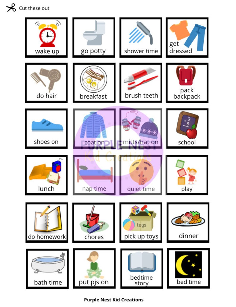 Kids Visual Routine Chart: Morning, Afternoon, Evening (printable PDF ...