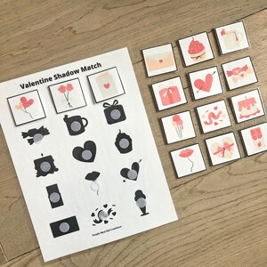 Valentine's Shadow Match Worksheet, Valentine's Day Matching Game, Love ...