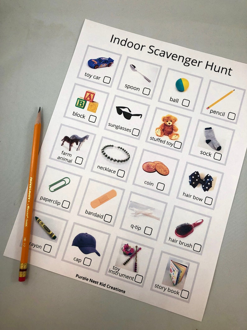 indoor scavenger hunt worksheet printable fun activities for etsy