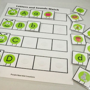 Hoja de trabajo de combinación de letras y sonidos, fonética, sonidos iniciales, imágenes, actividad educativa preescolar imprimible, educación en el hogar, jardín de infantes