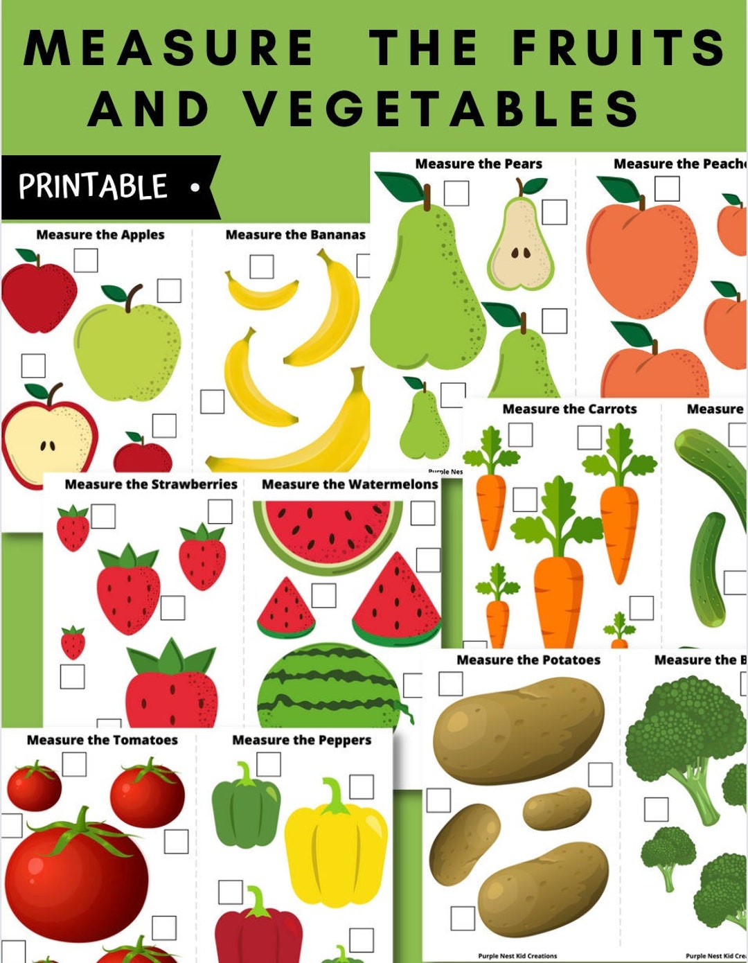 Measure the Fruits and Vegetables, Measurement Activity, Math, Fruits