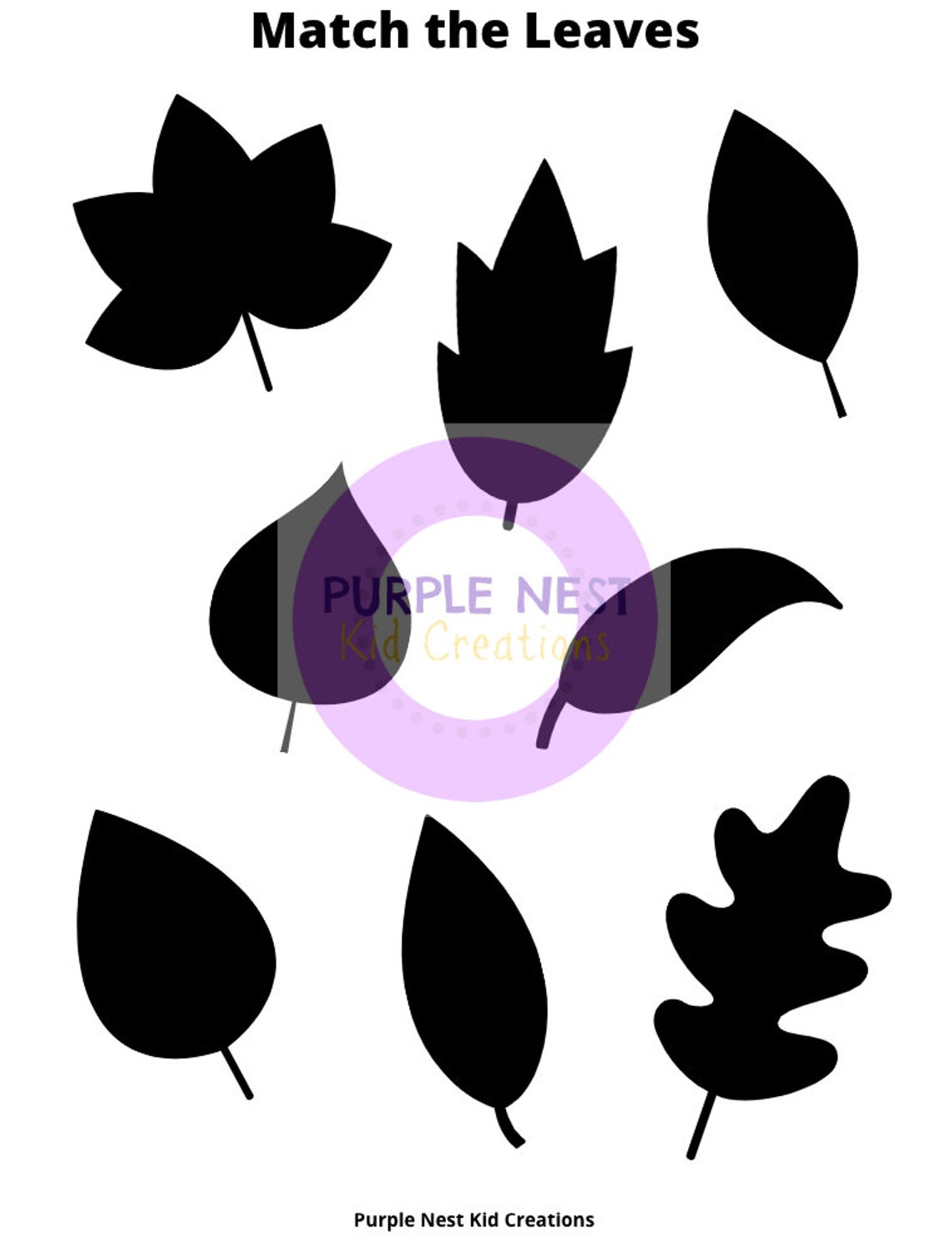 Match the Leaves Worksheet Leaves Matching Game Educational | Etsy