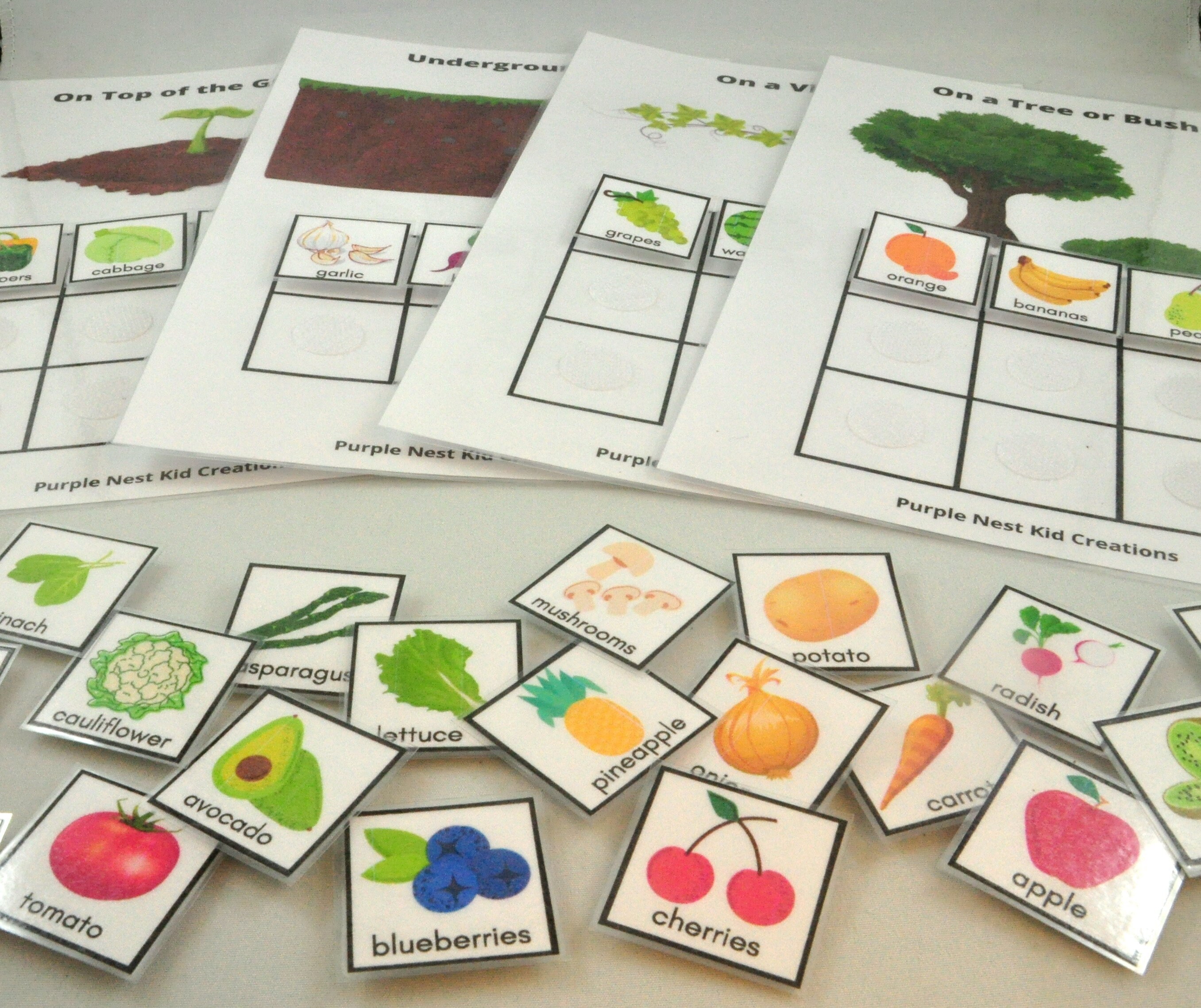 Where Do They Grow Sorting Mats Harvest Sorting Game Fruits Etsy