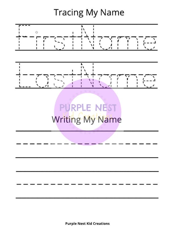 tracing and writing my name worksheet letters educational etsy