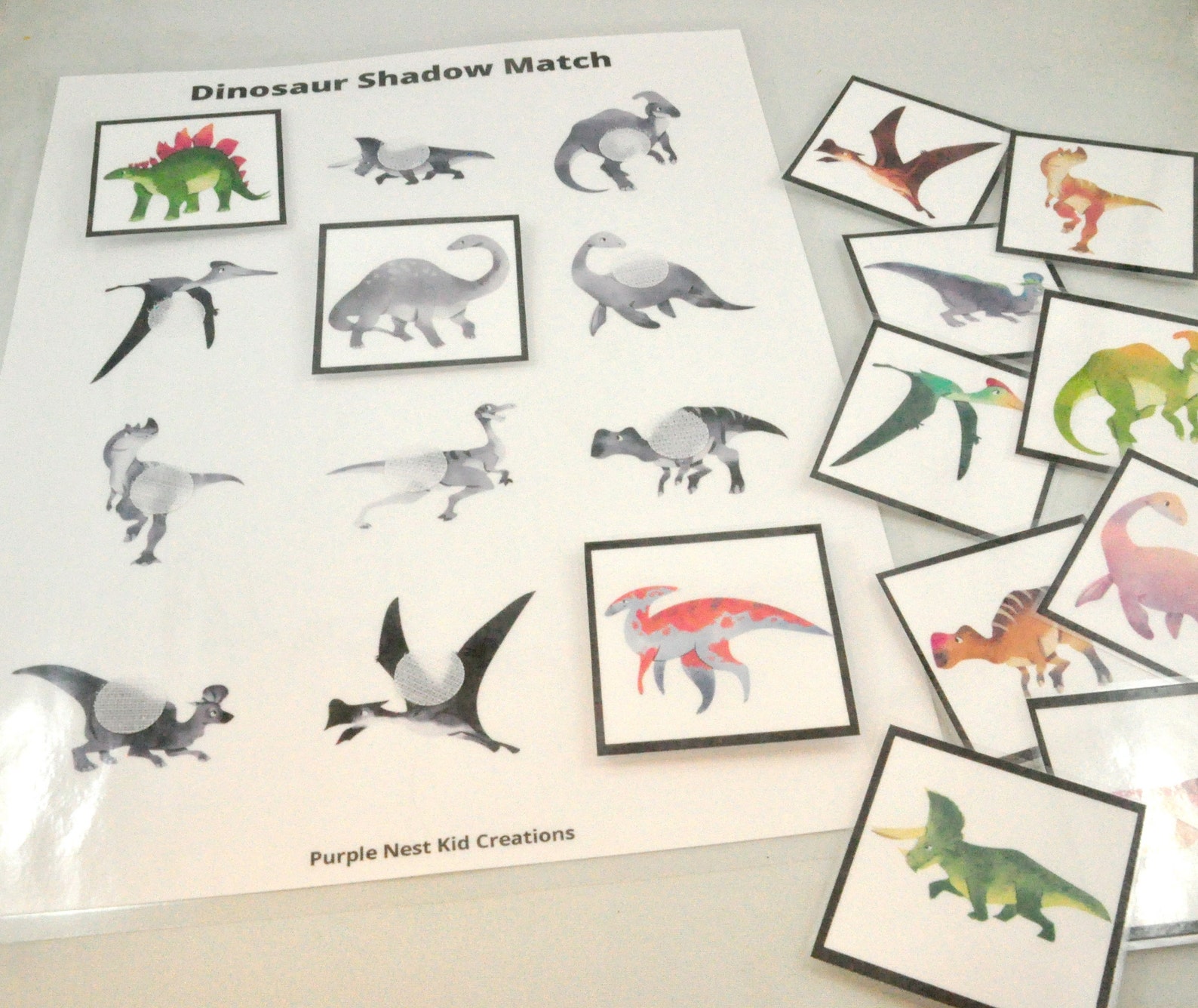 Dinosaur Shadow Match Worksheet: Preschool Printable Game (digital ...