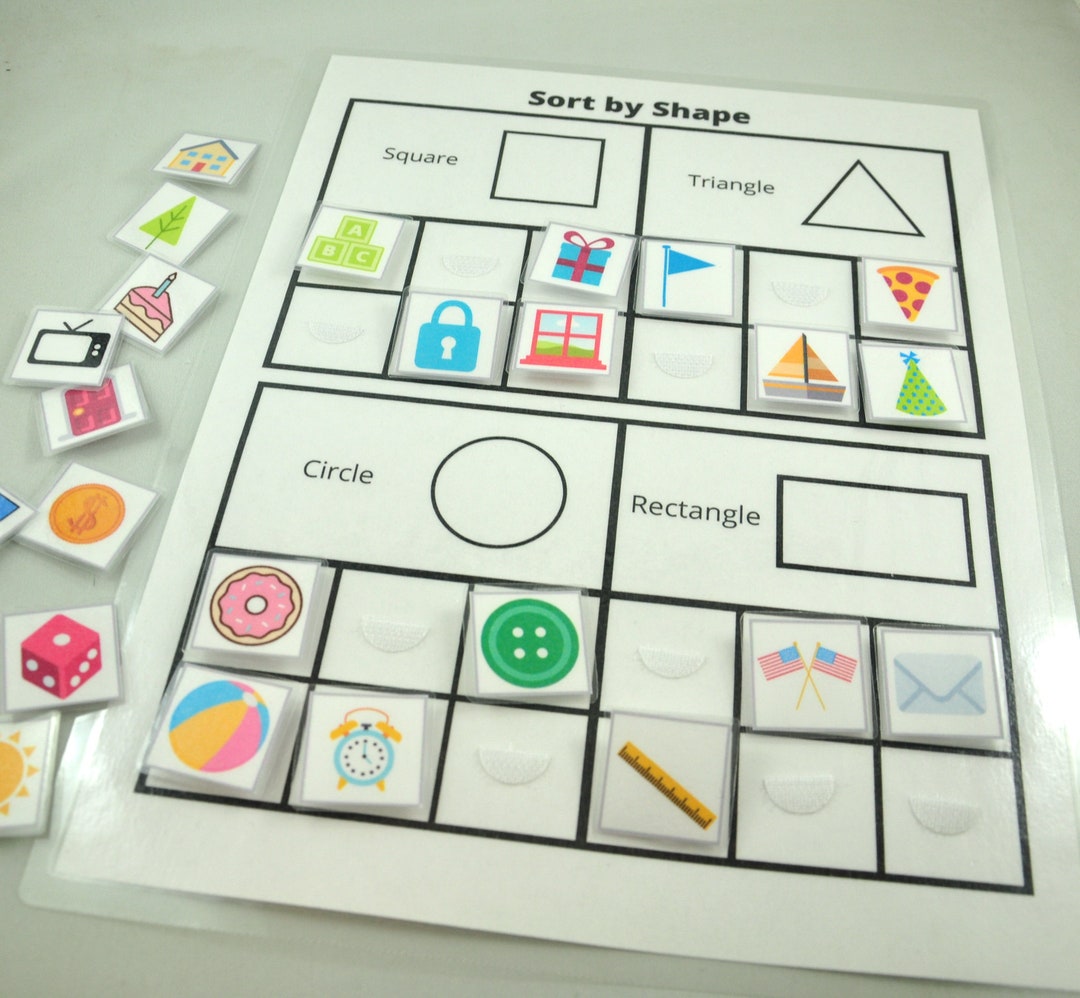 Sort by Shape Worksheet, Shape Sorting Game, Educational Preschool ...
