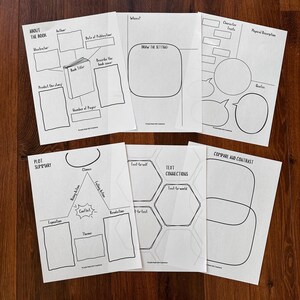 May include: A set of printable worksheets for reading comprehension and analysis. The worksheets include sections for summarizing the plot, drawing the setting, comparing and contrasting characters, and making text connections.