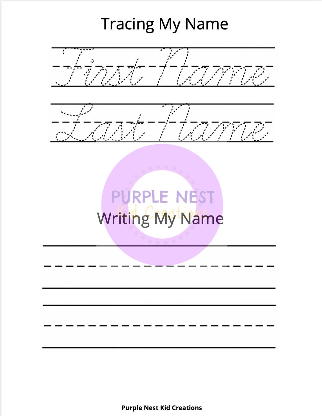 Tracing and writing my name in cursive worksheet educational etsy