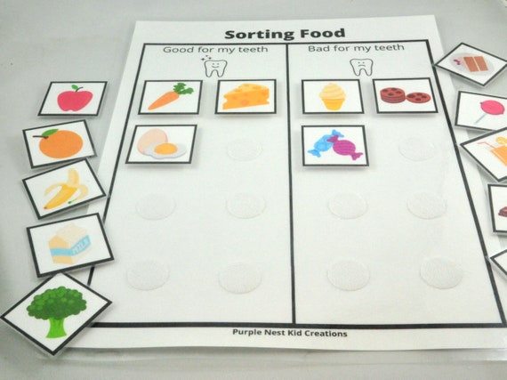 Sorting Food Printable Activity Healthy Teeth Community | Etsy