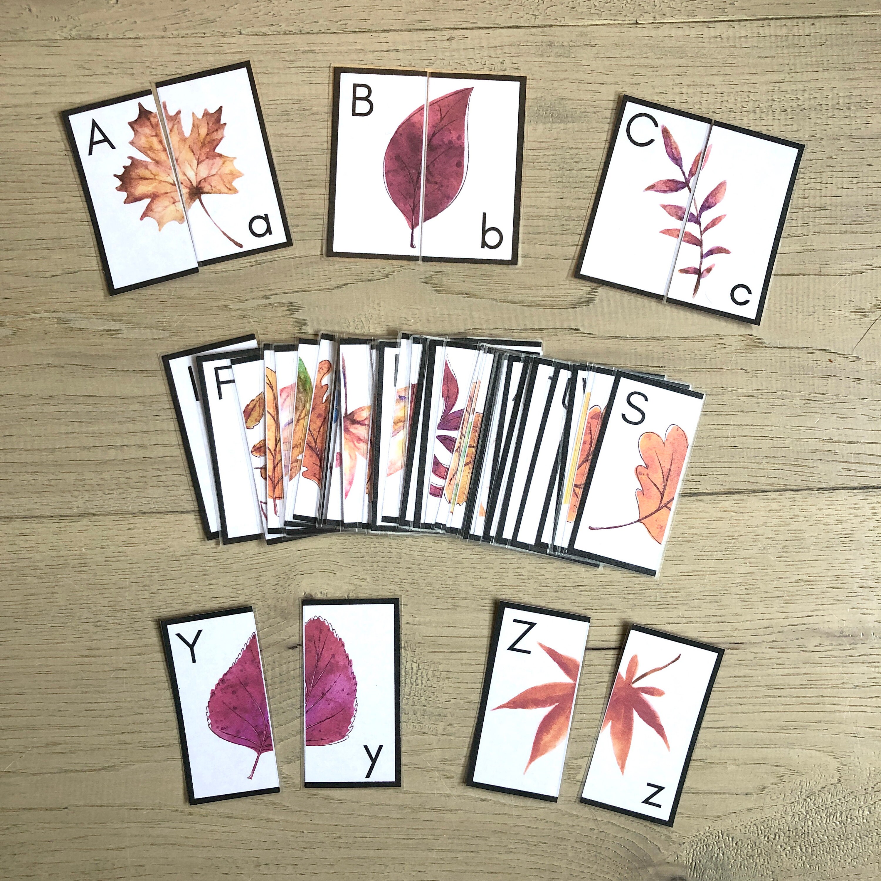 autumn alphabet puzzle fall matching game puzzle alphabet etsy