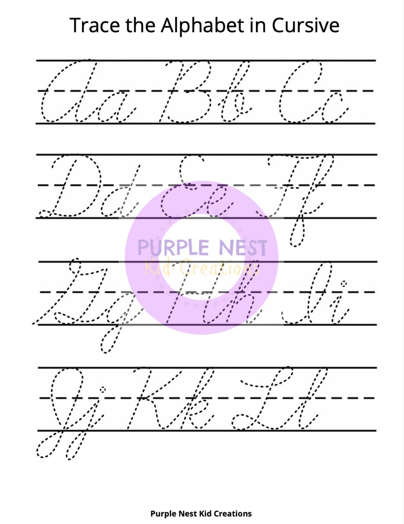 Trace the Alphabet in Cursive Worksheet Letters Learn to | Etsy