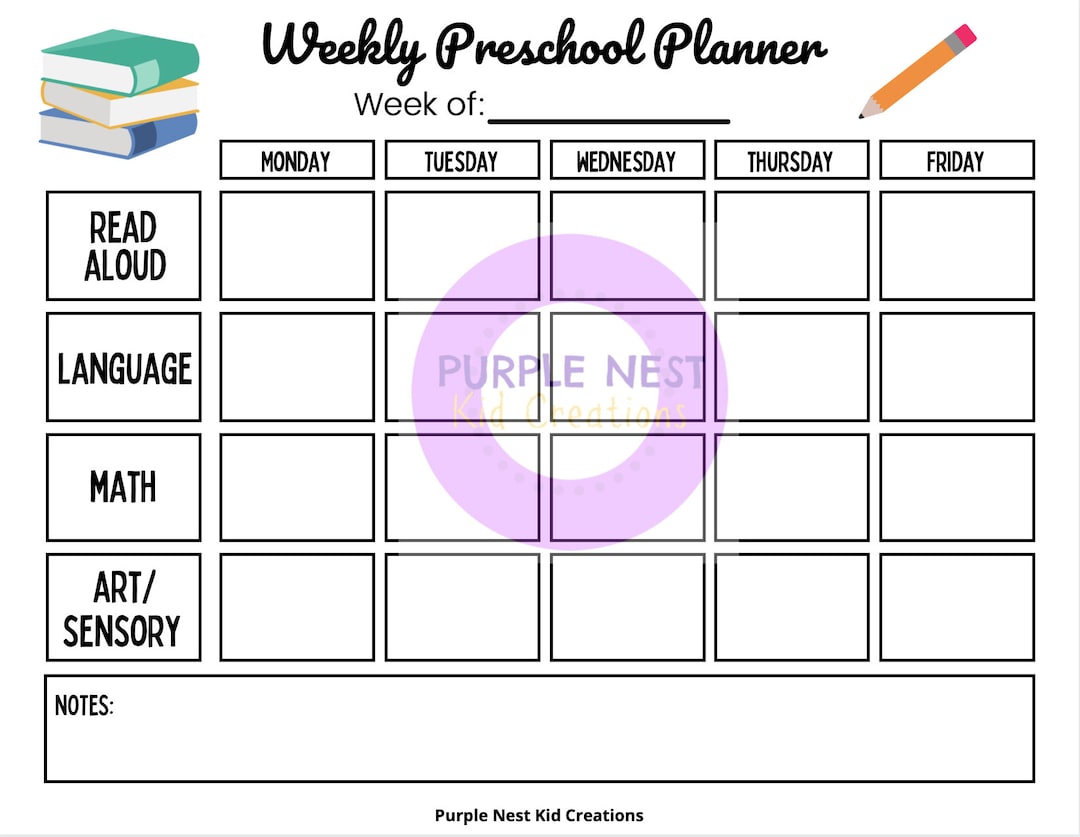 Weekly Preschool Planner Printable, Printable Daily Weekly Planner ...
