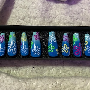 Spongebob Sky Flower Cloud press-ons