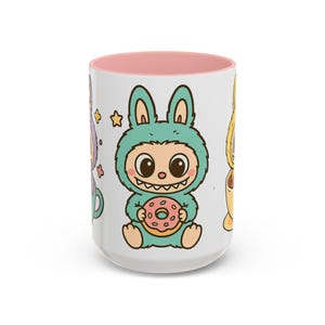 Leuke op Labubu geïnspireerde accentkoffiemok - Perfect cadeau voor kinderen, vrienden, verjaardagen, feestdagen en gezellige ochtenden!