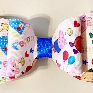 Peppa pig bow, peppa pig inspired hair bow , childrens’ show inspired hair bow