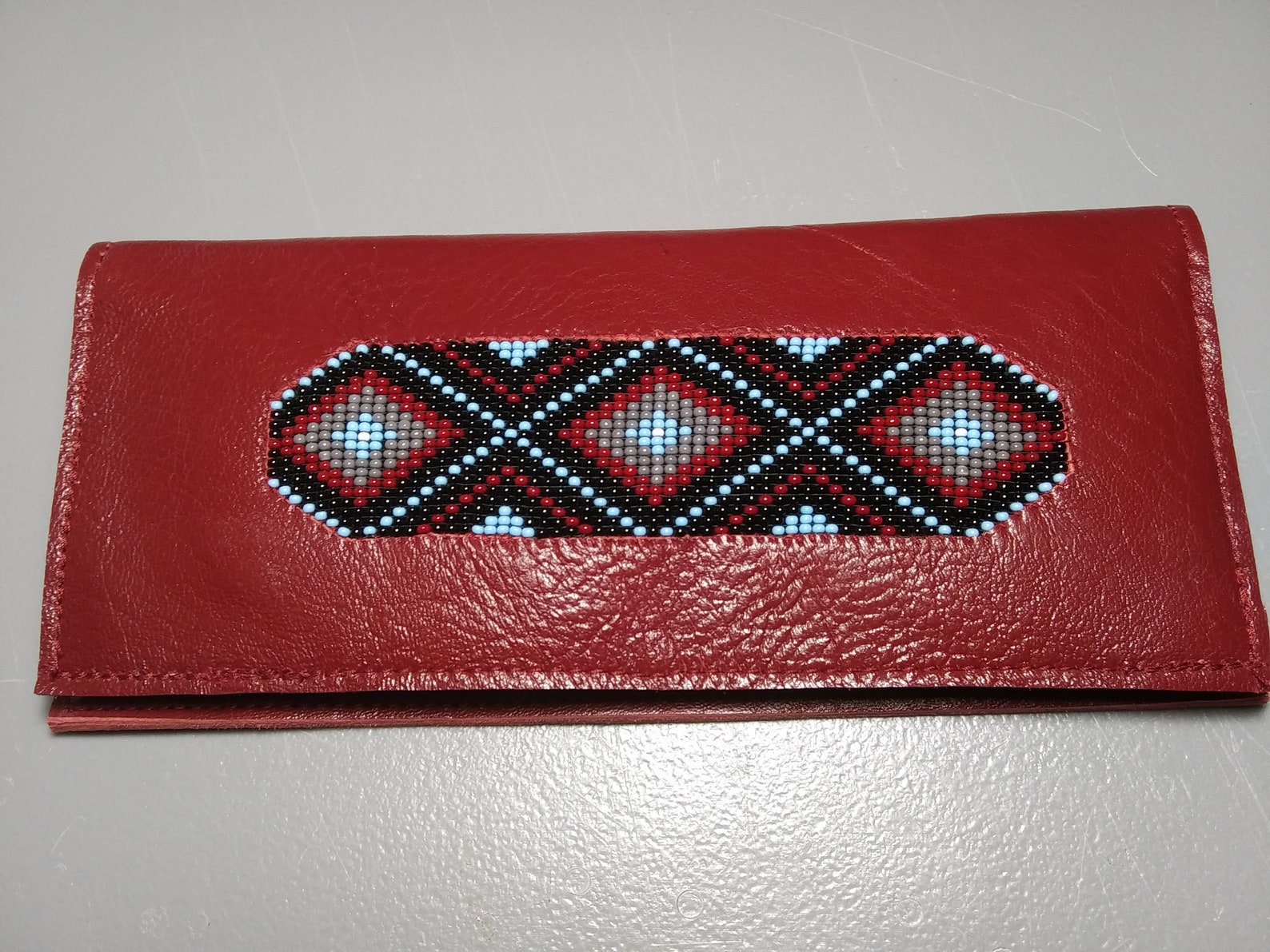 Handmade leather wallets with Native American beaded inserts Etsy