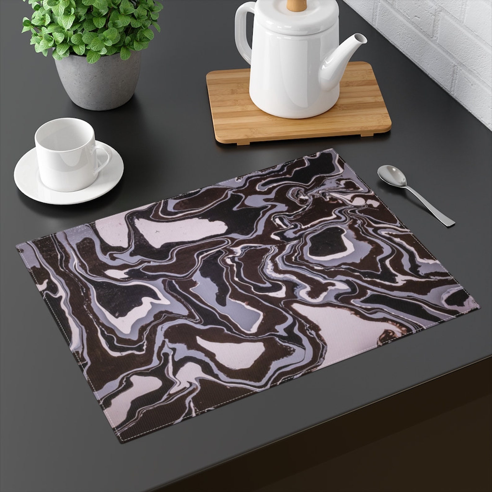 Black Cotton Placemat Placemats Table Placemats Dining Etsy