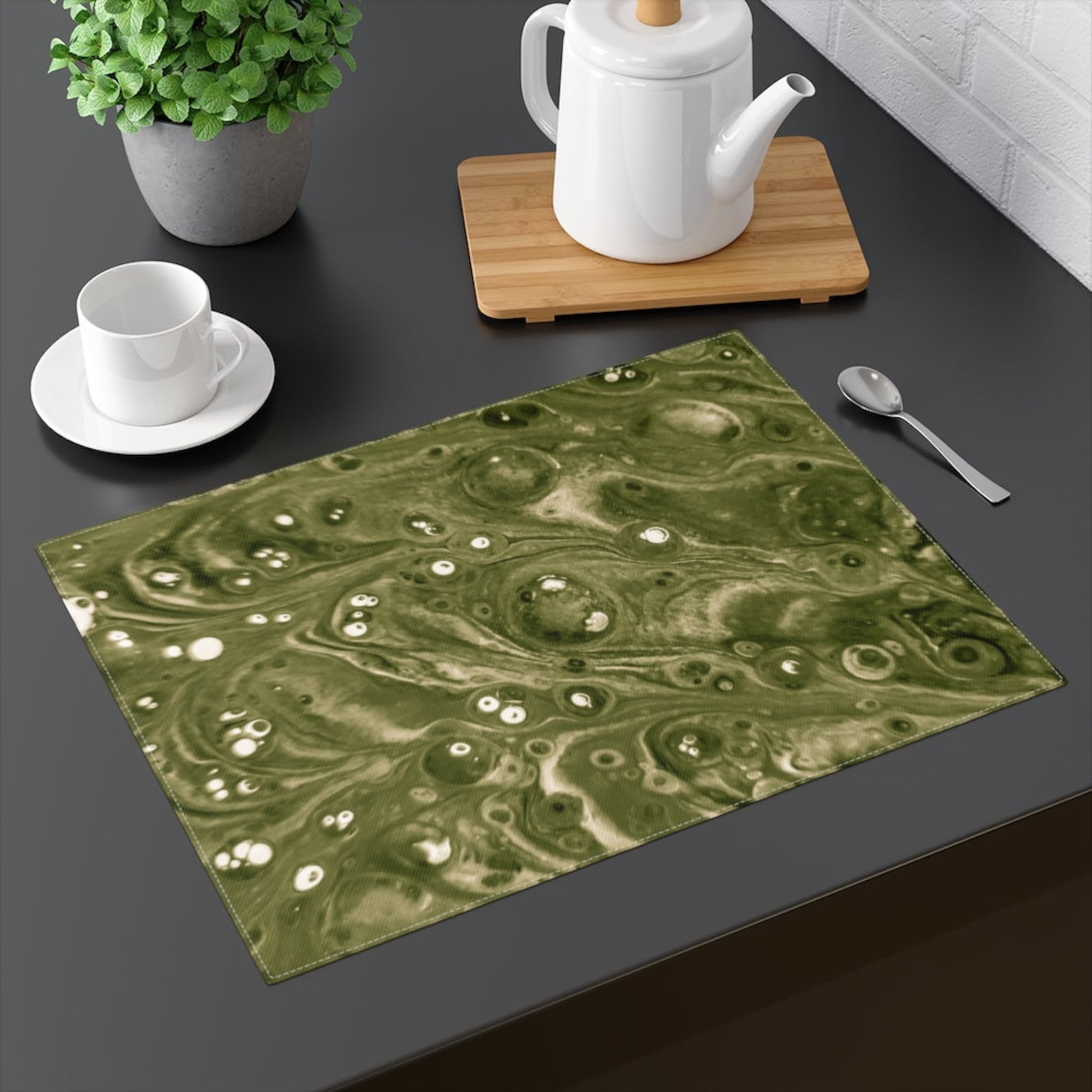 Green Cotton Placemat Placemats Table Placemats Dining Etsy