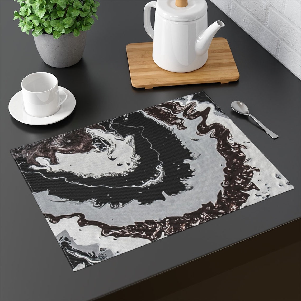 Black Cotton Placemat Placemats Table Placemats Dining Etsy