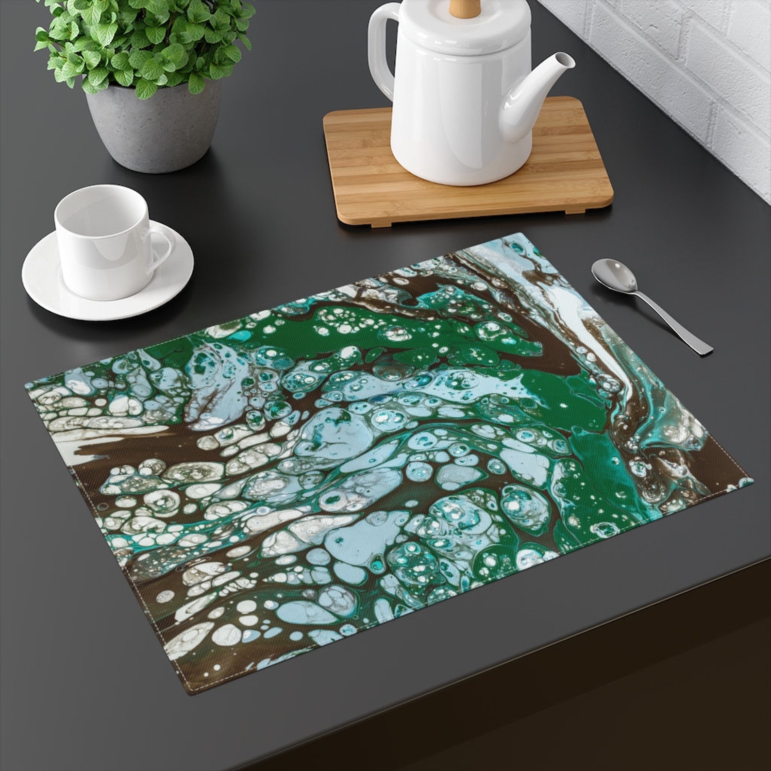 Green Cotton Placemat Placemats Table Placemats Dining Etsy