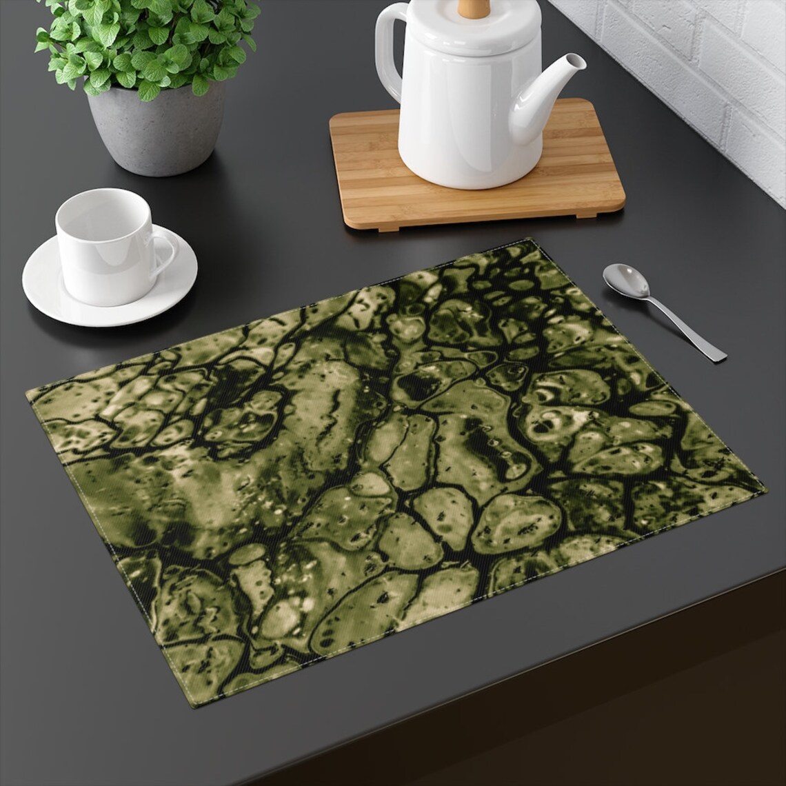 Green Cotton Placemat Placemats Table Placemats Dining Etsy