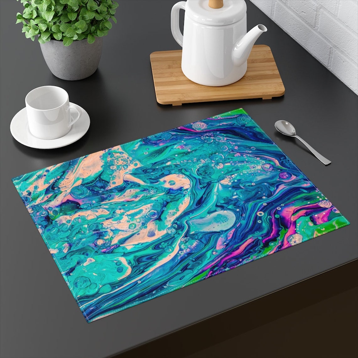 Aqua Colorful Placemat Placemats Modern Placemats Placemat Etsy