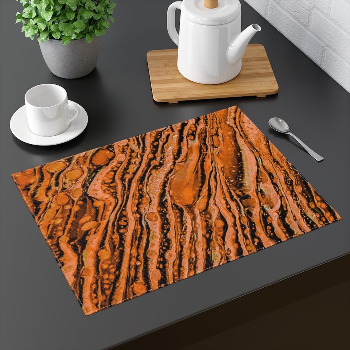Orange Cotton Placemat Placemats Table Placemat Dining Etsy