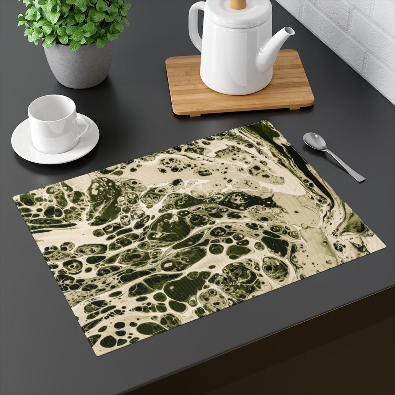 Green Cotton Placemat Placemats Table Placemats Dining Etsy