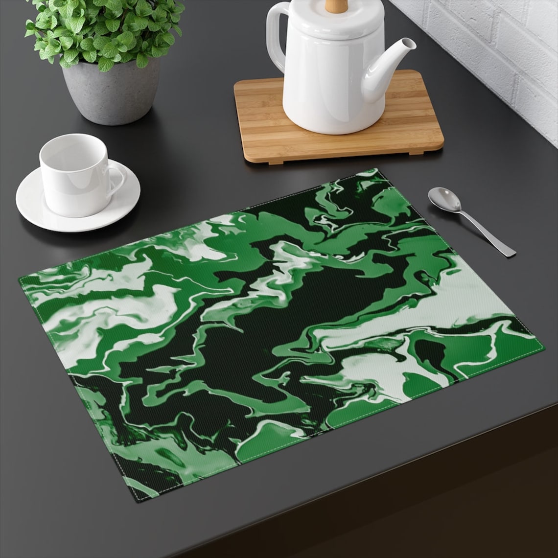 Green Cotton Placemat Placemats Table Placemats Dining Etsy
