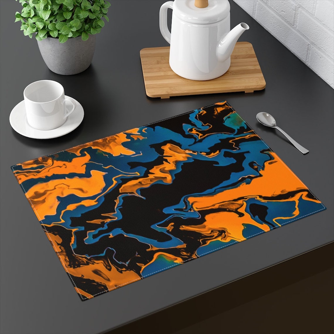 Black Cotton Placemat Placemats Table Placemats Dining Etsy