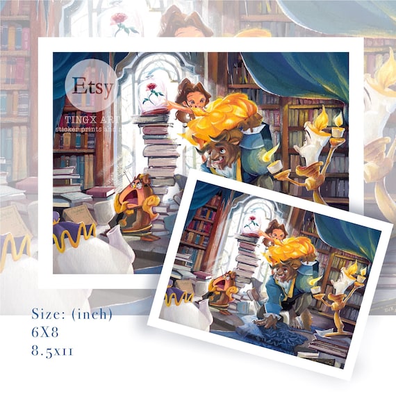 Beauty and the Beast - Gouache painting Prints - Restock