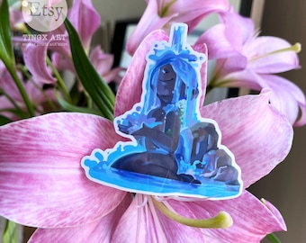 Water and statue girl - Vinyl Sticker