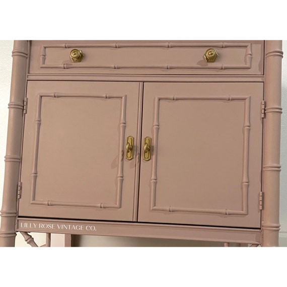 SOLD***SAMPLE PIECE Vintage Thomasville Allegro Pink Faux Bamboo