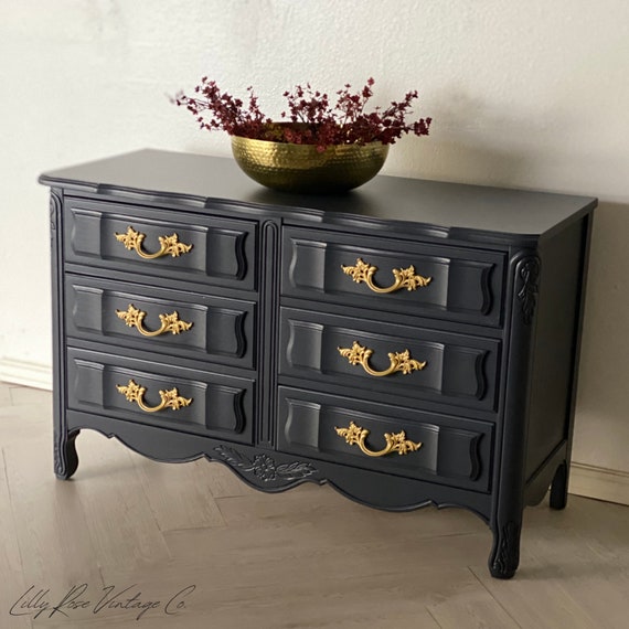Grey dresser 2024 gold hardware