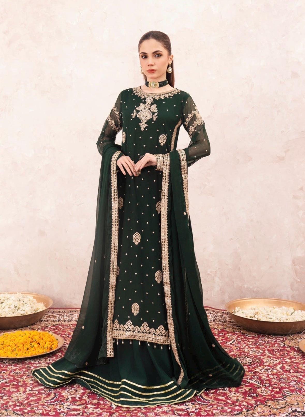 Bottle Green Pakistani Wedding Dress - Etsy