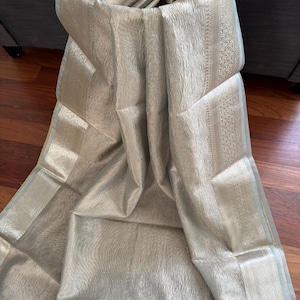 Silver grey Tissue Silk Saree w Banarasi Woven Border|| Designer Trendy Saree || Treanding Saree || Saree Ships From USA || PiranUSA ||