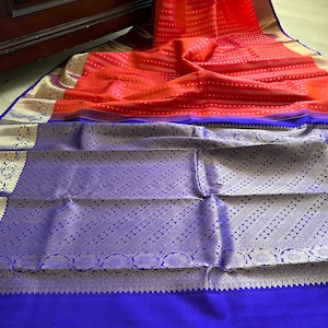 SilkMark Certified Pure Kanjeevaram Silk Saree || RedSilk Sari || Handloom Kanchipuram Silk Sari  || Saree Ships From USA||