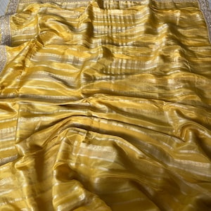 Yellow Pure Tissue Khaddi Saree|| Pure Khaddi Tissue SilkSaree || Saree Ships From USA || Piran USA ||